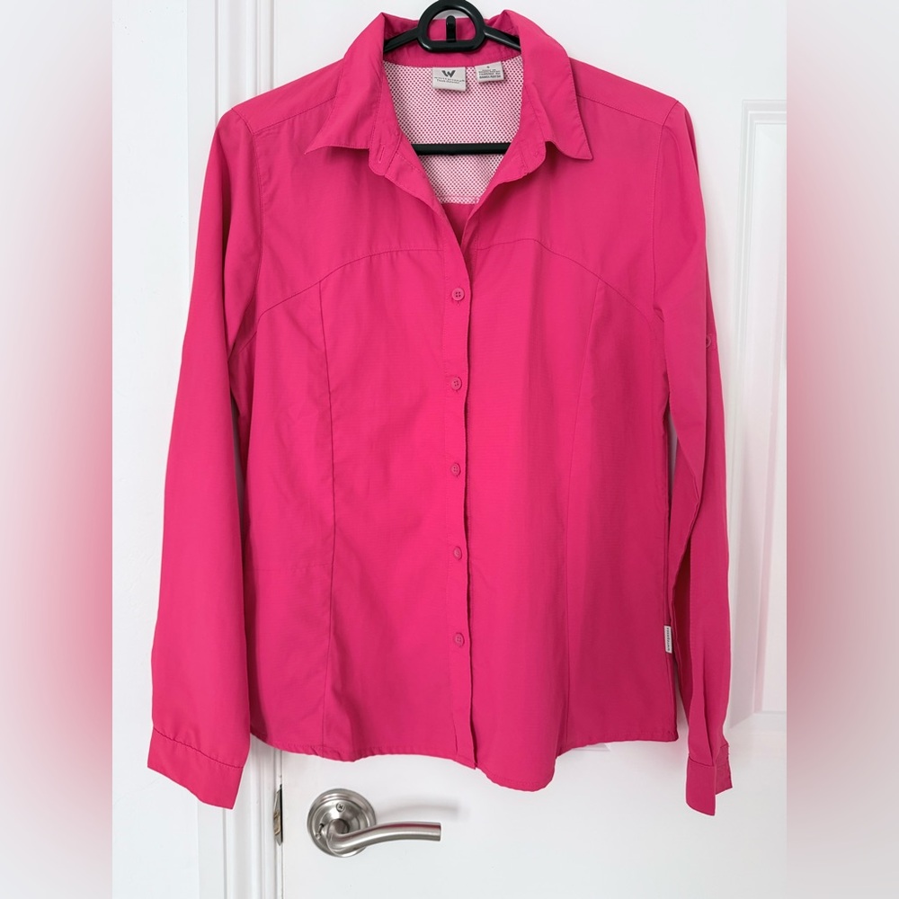 White Sierra Vibrant Pink Button-Down Shirt, size S